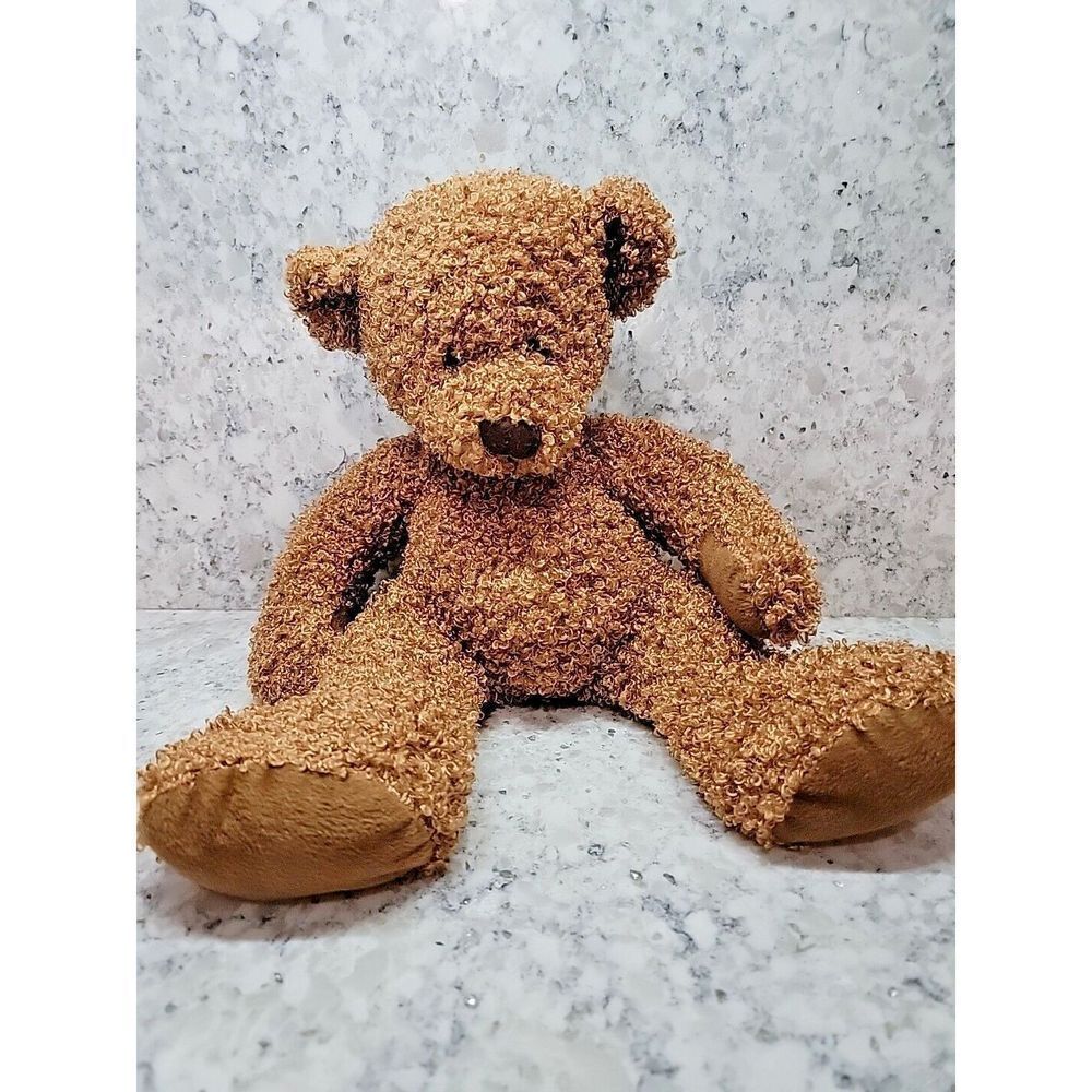 Vintage Handmade Curly Fur Teddy Bear No Tags Black Eyes 15"‎
